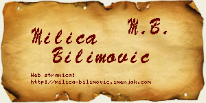 Milica Bilimović vizit kartica